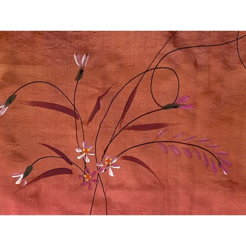 100% Silk Hand‎ Painted Rectangular Scarf Dragonfly Design 16